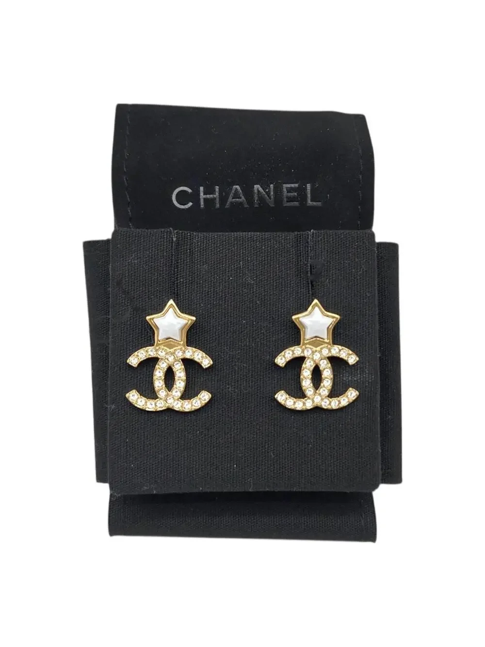 Chanel Cc Logo Star Earrings Gold-Tone #246678C11B